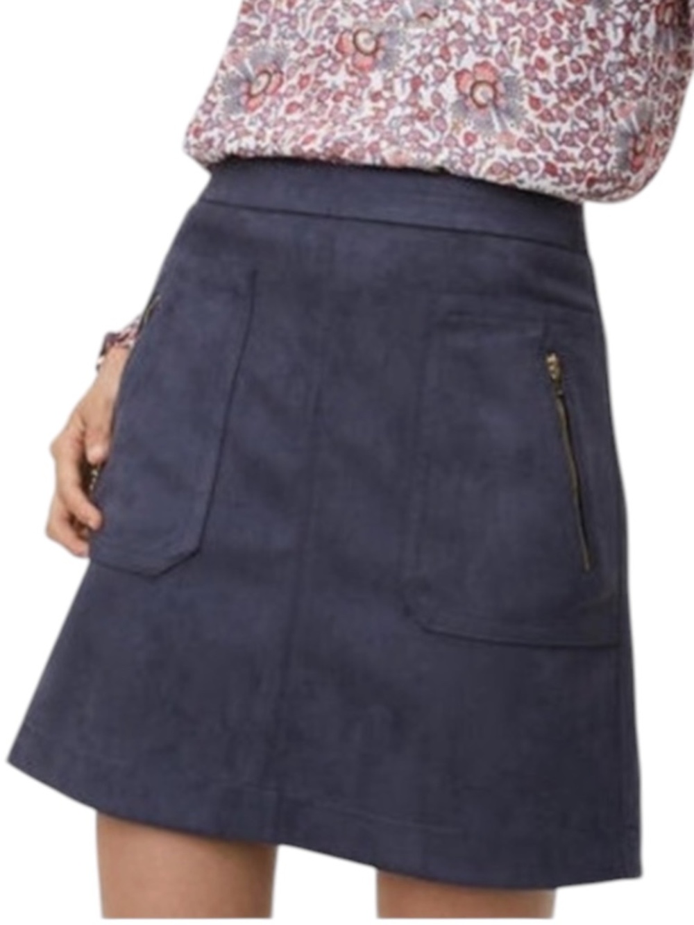 LOFT Faux Suede Mini Skirt - Blue Size 2